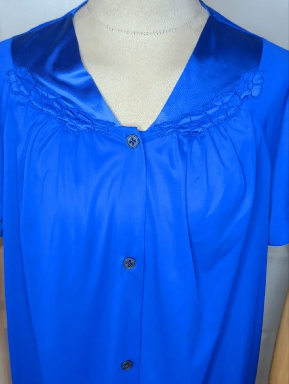 Vintage 60s Vanity Fair Royal Blue Satin 3-Piece Pajama Set w/ Robe SZ M